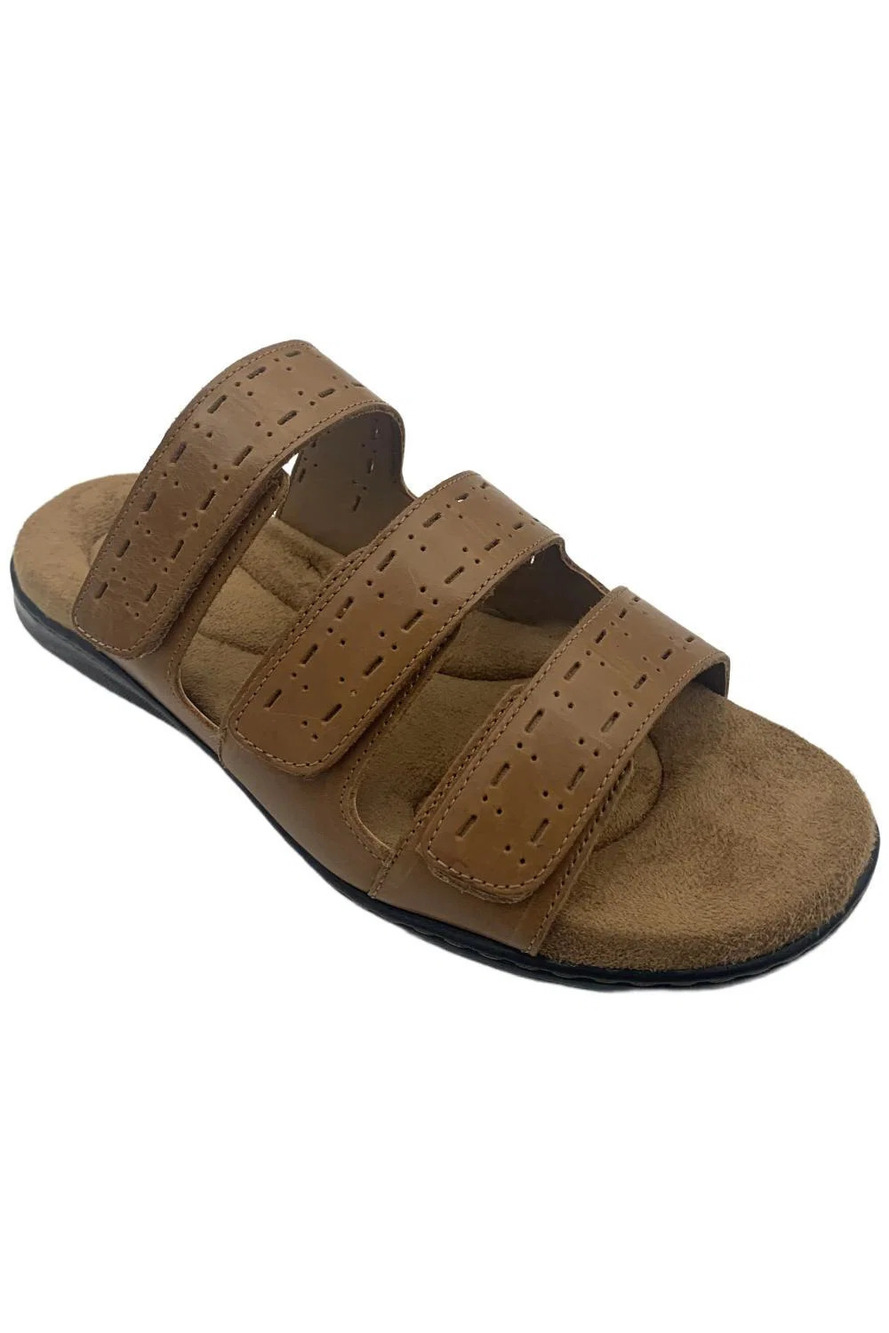 ARRAY Women's Boardwalk Slip-On Slide Leather Sandals Tan - Medium